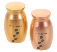 MOTHNUR Urna Metálica para Cenizas de Mascota 2 Piezas Caja Conmemorativa con Huella de Pata en Color Dorado y Rosa Tamaño Pequeño para Perro y Gato Almacenamiento de Pelo y Dientes