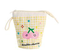 MOTIBACK Estuche con cremallera, estuche telescópico, estuche 2 en 1, estuche para niñas, estuche escolar, estuche escolar para niñas, regalos a partir de 11 años de regreso a la escuela, amarillo