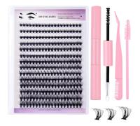 MOTIBACK Juego de 280 extensiones de pestañas 30D, 8-16 mm de longitud mezclada con adhesivo de doble extremo y pinzas, resistente al agua, dura más de 72 horas, reutilizable (herramientas rosas)