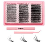 MOTIBACK Juego de 300 racimos de pestañas 30D-50D, 10-16 mm, longitudes mixtas con pegamento y pinzas, extensiones de pestañas DIY con herramientas para un aspecto natural y esponjoso, vida cotidiana