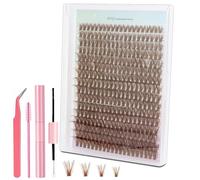 MOTIBACK Juego de 320 pestañas postizas marrones 4 en 1 - Longitud 8 - 16 mm curva D estable, pestañas gruesas, para uso diario/noche, perfecto principiante DIY