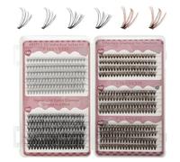 MOTIBACK Juego de 480 pestañas 10D 30D 40D negro y marrón, 8-18 mm extensiones de pestañas, juego de mezcla de colores para looks naturales y suaves, reutilizables