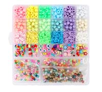 MOTIBACK Juego de 614 piezas de joyas de cuentas acrílicas, 340 cuentas de pony, 200 cuentas de letras, 72 cuentas de arcilla coloridas y 2 cuerdas elásticas, kit de fabricación de collares y pulseras
