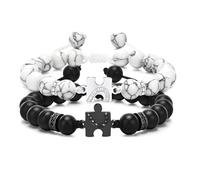 MOTIBACK Juego de pulseras de acero inoxidable para parejas: pulsera de amor con corazón de rompecabezas, personalizable, regalo perfecto para San Valentín y aniversario, Jeden rozmiar, Acrílico, No