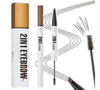 MOTIBACK Lápiz de cejas profesional 2 en 1 con gel, lápiz microblading y gel de ceja resistente al agua, 4 puntas de horquilla para cejas precisas (marrón)