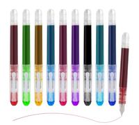 MOTIBACK Pluma estilográfica desechable, 9 unidades, pluma de acero inoxidable, bolígrafo de caligrafía para escribir suave, para dibujar, diario, caligrafía, oficina, accesorios de regalo (mezcla)