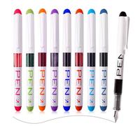 MOTIBACK Pluma estilográfica desechable, 9 unidades, pluma estilográfica de acero inoxidable, plumas de caligrafía para escritura suave, bolígrafos para bocetos, diarios, caligrafía, escuela, oficina