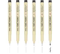 MOTIBACK Rotuladores Técnicos 16 Piezas con Punta 0.2-3mm, Tinta Negra Resistente al Agua para Dibujo Profesional, Ilustración, Caligrafía y Bocetos (0.2-0.6mm, 6)