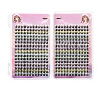 MOTIBACK Set de extensiones de pestañas, 32 filas de racimos de pestañas salvajes puros 'Little Devil', 10-12 mm, Press On Lashes, sujeción 24 horas, reutilizable para un aspecto espectacular de