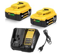 Moticett 2 Unidades 5,0 Ah de Repuesto para Dewalt 18 V batería DCB184 DCB180 DCB181 DCB182 DCB200 DCB201 DCB204 con indicador LED + 10,8~20 V 3 A DCB107 Cargador para Dewalt