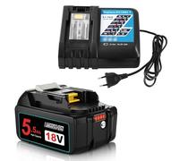 Moticett Batería de Repuesto para Makita 18V 5.5Ah+3A Cargador para Makita 18V Batería BL1850 BL1840 BL1830 BL1820 BL1815 y Cargador DC18RA DC18RC DC18RD (Negro)