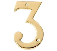 Motif 4-Inch Solid Brass Lacquered Polished Mailbox Numbers House Numbers For Outside House Numbers Address Sign For Door (Number 3)