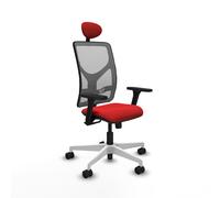 Motilla sincro malla gris similpiel rojo brazos 3d base blanca cabecer