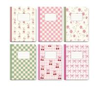 MotiMind 12 Pack Composition Notebooks Back to School College Ruled Lined Paper 120 Pages Floral Bow Plaid Cherry Designs Notebook for First Day of School Female Women Student Supplies, 9.75 x 7.5in