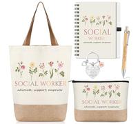 Motipuns 5 piezas de regalos de agradecimiento para trabajadores sociales para mujeres de Boss inspiradores bolsa de cosméticos llavero cuaderno bolígrafo conjunto mujeres oficina defensor compañero