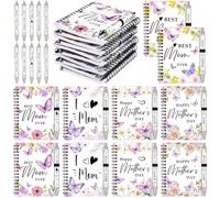 Motiskyy 20 Pcs Happy Mother's Day Gift Sets Bulk Butterfly Daisy Mother's Day Spiral Notebooks with Ballpoint Pens Women Gifts Inspirational for Women Mamas Mom from Daughter Office Party Supply