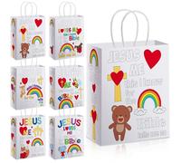 Motiskyy 24 bolsas de papel para colorear tu propio Jesus Loves Me, bolsas religiosas para niños, manualidades religiosas cristianas para escuela dominical, hogar, aula, suministros de actividades de