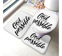 Motivación Cita Juego de alfombrillas de baño de 3 piezas Palabra Todo es posible Alfombrilla de baño Alfombra grande Cubierta de la tapa del asiento del inodoro Alfombrilla antideslizante Almohadil