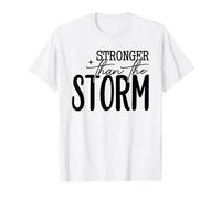 Motivación de resiliencia más Fuerte Que la tormenta Camiseta gráfica económica, Hombre, Blanco, S