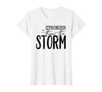 Motivación de resiliencia más Fuerte Que la tormenta Camiseta gráfica económica, Mujer, Blanco, XS