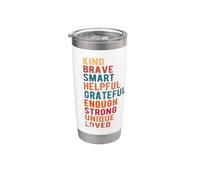 Motivación: eres amable, valiente, inteligente, servicial, agradecido Vaso térmico de acero inoxidable de doble pared