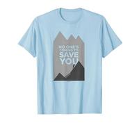 Motivador Escalador con Texto en inglés No Ones Coming To Save You Camiseta, Hombre, Azul Bebé, L