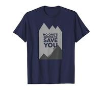 Motivador Escalador con Texto en inglés No Ones Coming To Save You Camiseta, Hombre, Azul Marino, L