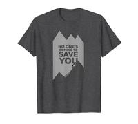 Motivador Escalador con Texto en inglés No Ones Coming To Save You Camiseta, Hombre, Jaspeado Oscuro, L