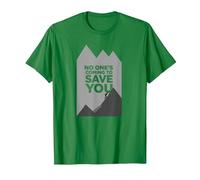 Motivador Escalador con Texto en inglés No Ones Coming To Save You Camiseta, Hombre, Verde Kelly, XXL