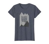 Motivador Escalador con Texto en inglés No Ones Coming To Save You Camiseta, Mujer, Azul Jaspeado, L