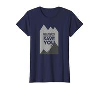 Motivador Escalador con Texto en inglés No Ones Coming To Save You Camiseta, Mujer, Azul Marino, L