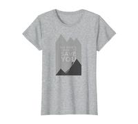 Motivador Escalador con Texto en inglés No Ones Coming To Save You Camiseta, Mujer, Gris Jaspeado, S