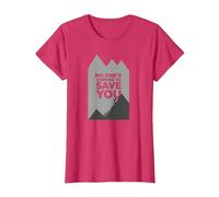 Motivador Escalador con Texto en inglés No Ones Coming To Save You Camiseta, Mujer, Rojo Jaspeado, L