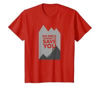 Motivador Escalador con Texto en inglés No Ones Coming To Save You Camiseta, Niños, Rojo, 6 años
