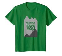 Motivador Escalador con Texto en inglés No Ones Coming To Save You Camiseta, Niños, Verde Kelly, 2 años
