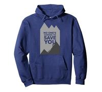 Motivador Escalador con Texto en inglés No Ones Coming To Save You Sudadera con Capucha, Unisex para Adultos, Azul Marino, M