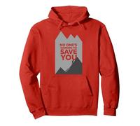 Motivador Escalador con Texto en inglés No Ones Coming To Save You Sudadera con Capucha, Unisex para Adultos, Rojo, XXL