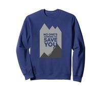 Motivador Escalador con Texto en inglés No Ones Coming To Save You Sudadera, Unisex para Adultos, Azul Marino, M