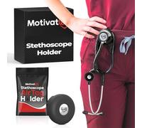 MotivatEM Kit de soporte para estetoscopio - Clip de cadera con clip giratorio para aliviar el dolor de cuello + 3 bonos: soporte para estetoscopio AirTag, fundas de repuesto para estetoscopio /