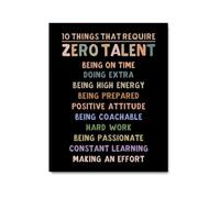Motivational Classroom Wall-Art Decor 10 Things That Require Zero Talent Canvas Print For Students Athletes Coaches School Gym Office