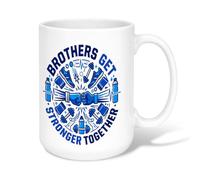 Motivational Fitness - Taza de café de cerámica con cita de hermano y puño | Tema de fitness, taza para beber, cita motivacional, equipo de levantamiento de pesas, estilo de vida atlético