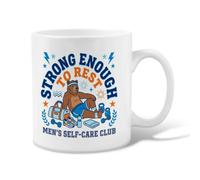 Motivational Fitness - Taza de café de cerámica con cita de oso, 325 ml | Gráfico de oso descanso, taza de té, accesorios de gimnasio atlético, cita alentadora de autocuidado, tipografía deportiva