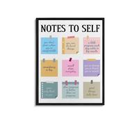 Motivational Mental Health Art Notes to Self Canvas Print for Therapy Office Decor及 Home Wall Art Inspiration(Framed,12x18inch(30x45cm))