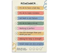 Motivational Mental Health Poster Positive Affirmations Self Care Canvas Painting Wall Art for Living Room(Unframed,08x12inch(20x30cm))
