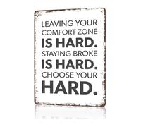 Motivational Office Decor Choose Your Hard Vintage Tin Sign for Workplace Desk Cubicle Encouragement (8 X 12 in)