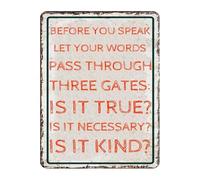 Motivational Office Decor Metal Sign Three Gates Before Speaking Vintage Tin Sign for Conference Room Library 8 X 12 in