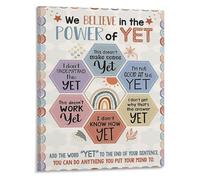 Motivational Poster We Believe In The Power Of Yet for Classroom Teacher Counselor Kids Back to School Multicolor Canvas Wall Art Decor(Unframed,12x18inch(30x45cm))