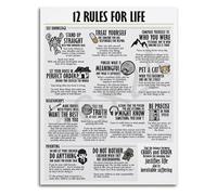 Motivational Rules for Life Poster 12 Principles for Success Inspirational Quote Wall Art Canvas Print Home Office Decor(Unframed,08x12inch(20x30cm))