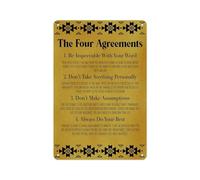 Motivational Wall Art Four Agreements Philosophy Poster Vintage Style Canvas Print for Home or Office Inspiration(Framed,12x18inch(30x45cm))