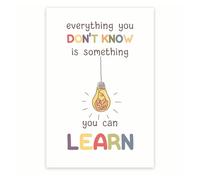 Motivational Wall Art Growth Mindset, Lifelong Learning Inspirational Quote Print for Office Home School Decor(Framed,16x24inch(40x60cm))